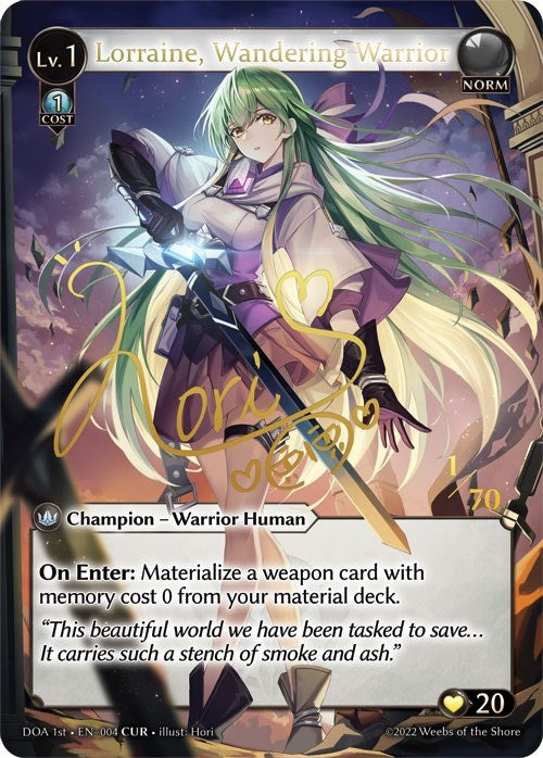 Image for Lorraine, Wandering Warrior (CUR) (004) (Dawn of Ashes 1st Edition) (DOA 1st) - Grand Archive TCG