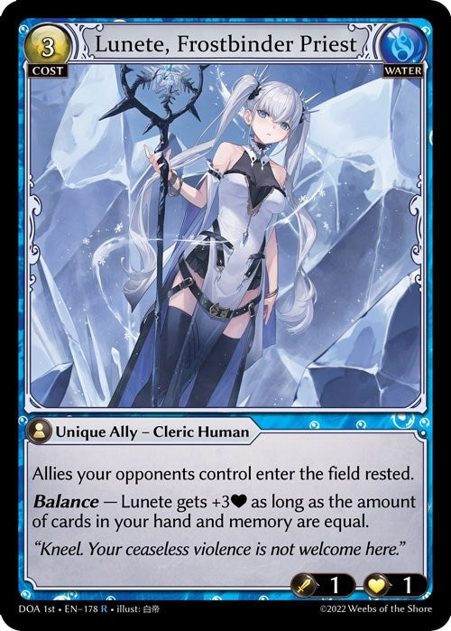 Image for Lunete, Frostbinder Priest (178) (Dawn of Ashes 1st Edition) (DOA 1st) - Grand Archive TCG
