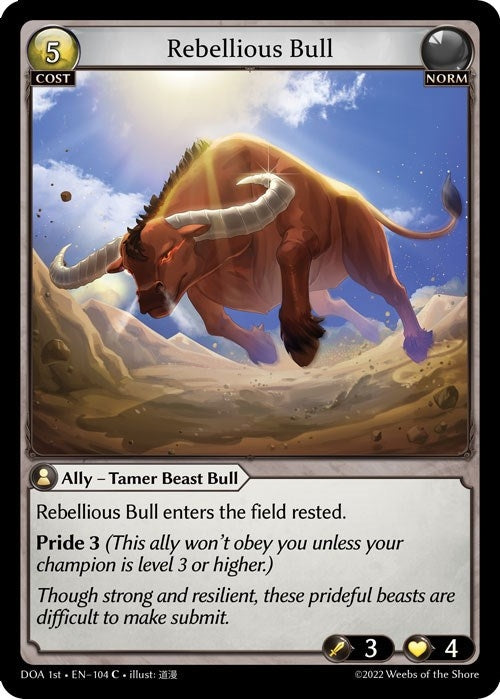 Image for Rebellious Bull (104) (Dawn of Ashes 1st Edition) (DOA 1st) - Grand Archive TCG