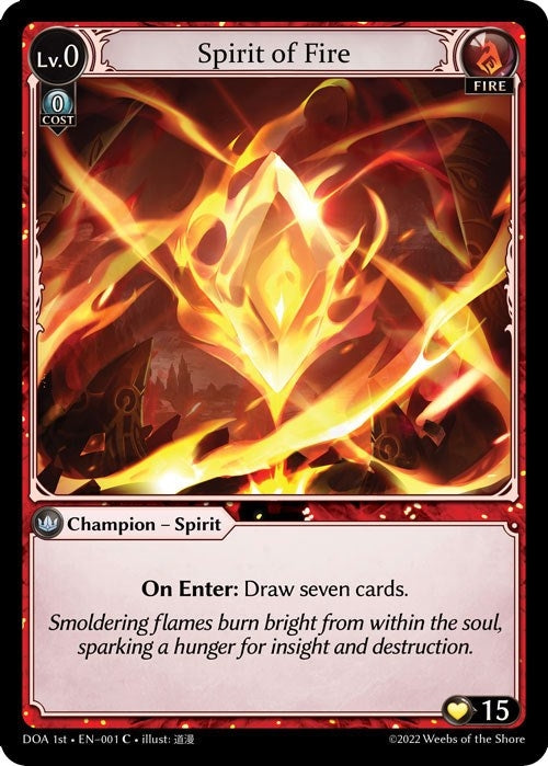 Image for Spirit of Fire (001) (Dawn of Ashes 1st Edition) (DOA 1st) - Grand Archive TCG