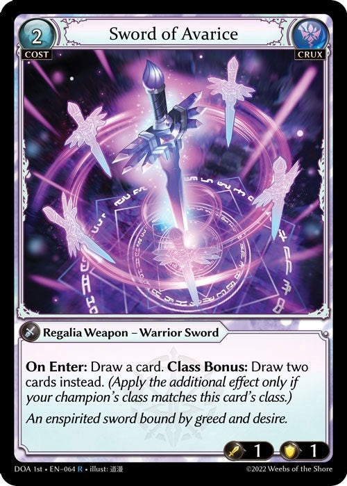 Image for Sword of Avarice (064) (Dawn of Ashes 1st Edition) (DOA 1st) - Grand Archive TCG