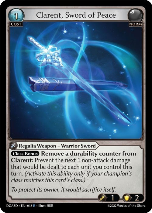 Image for Clarent, Sword of Peace (018) (Dawn of Ashes Starter Decks) (DOASD) - Grand Archive TCG