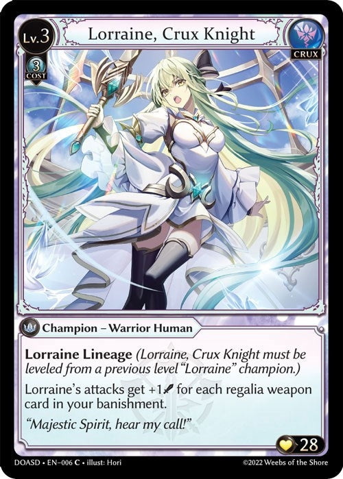 Image for Lorraine, Crux Knight (006) (Dawn of Ashes Starter Decks) (DOASD) - Grand Archive TCG