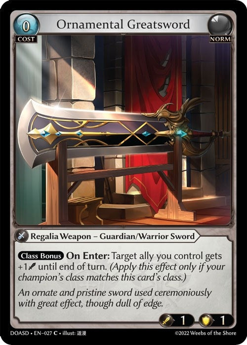 Image for Ornamental Greatsword (027) (Dawn of Ashes Starter Decks) (DOASD) - Grand Archive TCG