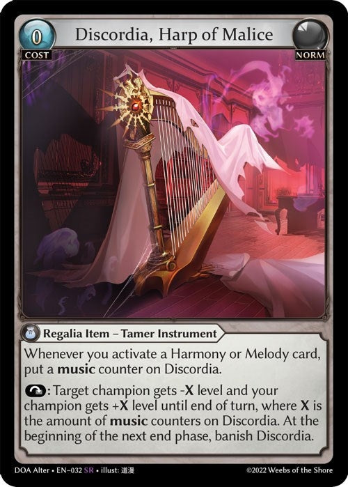Image for Discordia, Harp of Malice (032) (Dawn of Ashes Alter Edition) (DOA Alter) - Grand Archive TCG