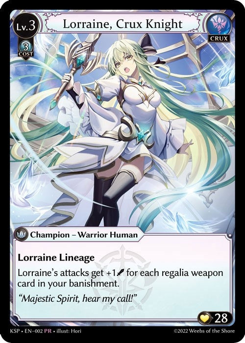 Image for Lorraine, Crux Knight (002) (Kickstarter Promotional Cards) (KSP) - Grand Archive TCG