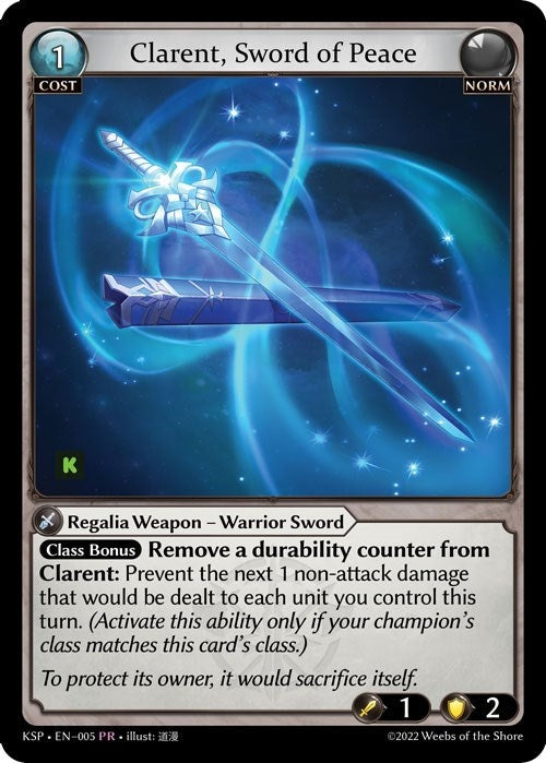 Image for Clarent, Sword of Peace (005) (Kickstarter Promotional Cards) (KSP) - Grand Archive TCG