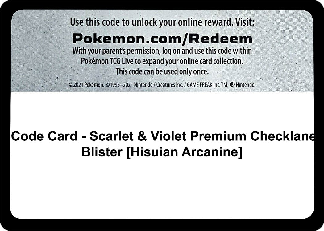 Image for Code Card - Scarlet & Violet Premium Checklane Blister [Hisuian Arcanine] (SV01: Scarlet & Violet Base Set) - Pokemon