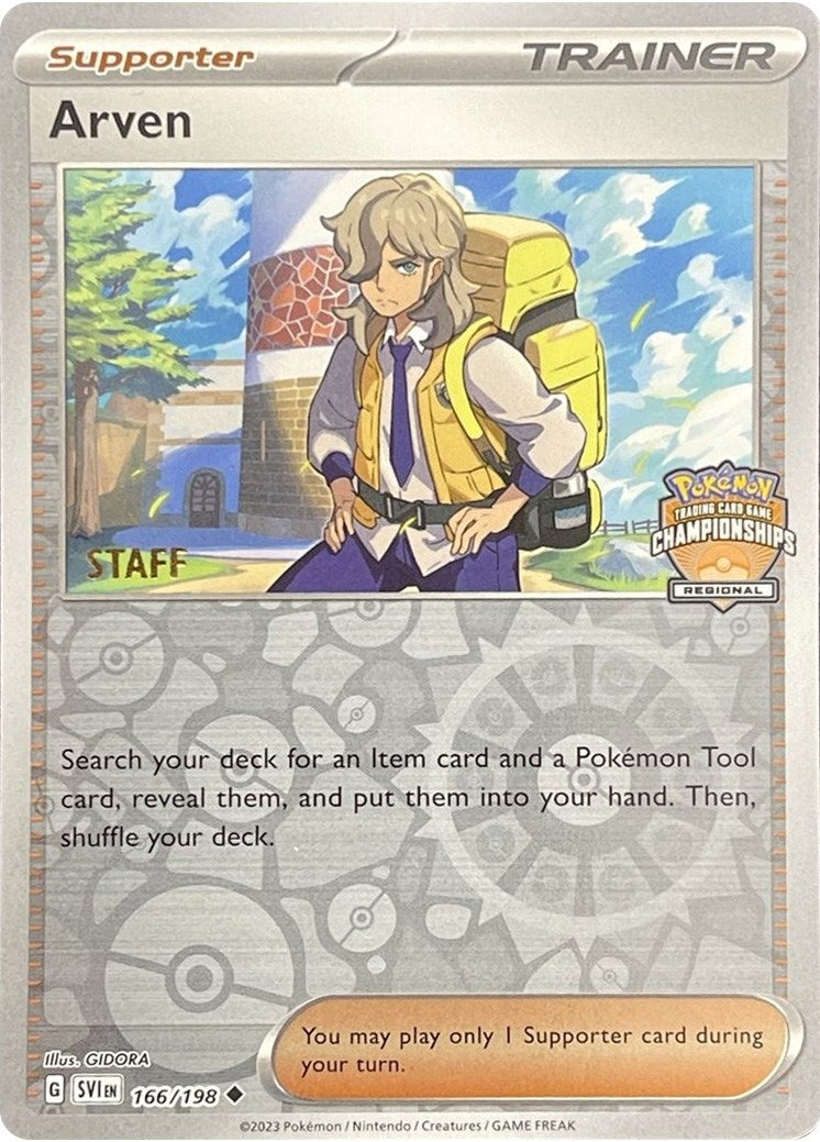 Image for Arven - 166/198 (Regional Championships) [Staff] (166/198) (League & Championship Cards) (PR) - Pokemon