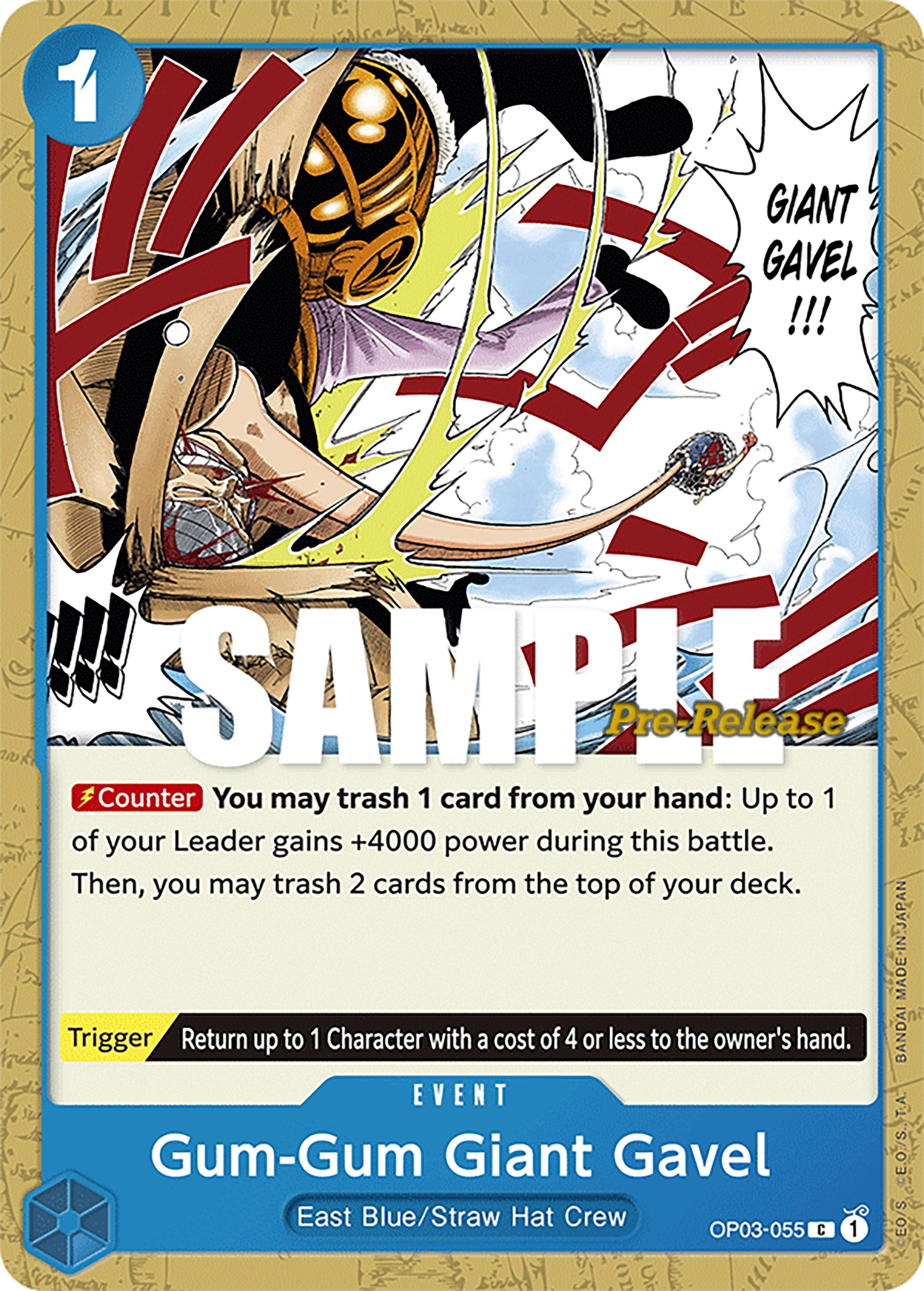 Image for Gum-Gum Giant Gavel (OP03-055) (Pillars of Strength Pre-Release Cards) (OP03 PRE) - One Piece Card Game