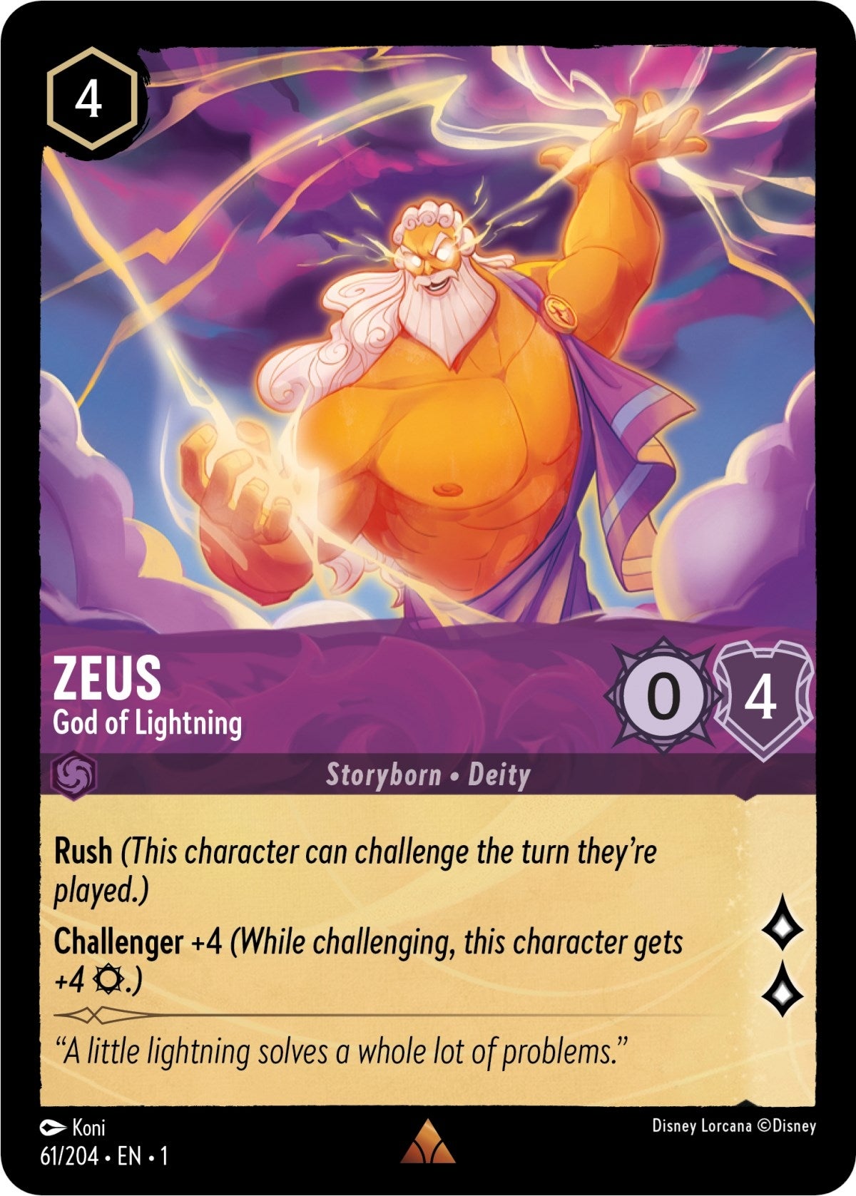 Image for Zeus - God of Lightning (61/204) (The First Chapter) (1) - Disney Lorcana