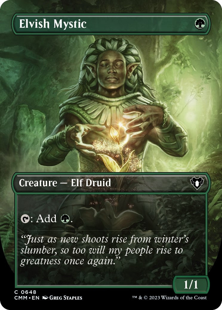 Elvish Mystic (Borderless) (648) (Commander Masters)