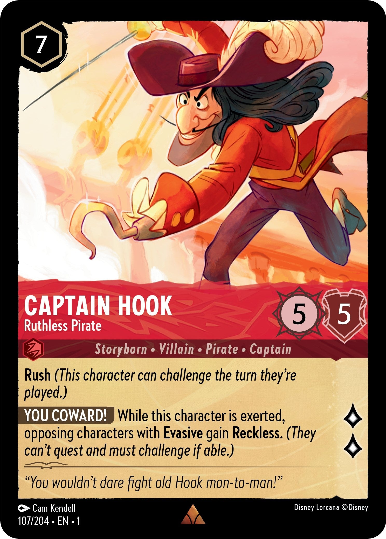 Image for Captain Hook - Ruthless Pirate (107/204) (The First Chapter) (1) - Disney Lorcana