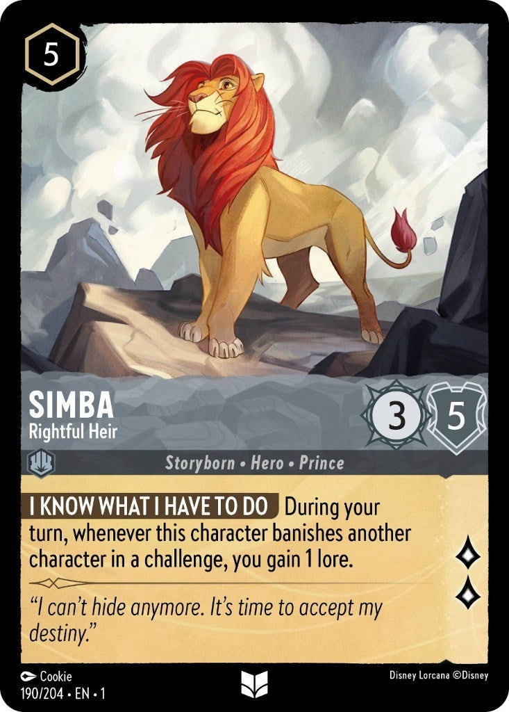 Image for Simba - Rightful Heir (190/204) (The First Chapter) (1) - Disney Lorcana