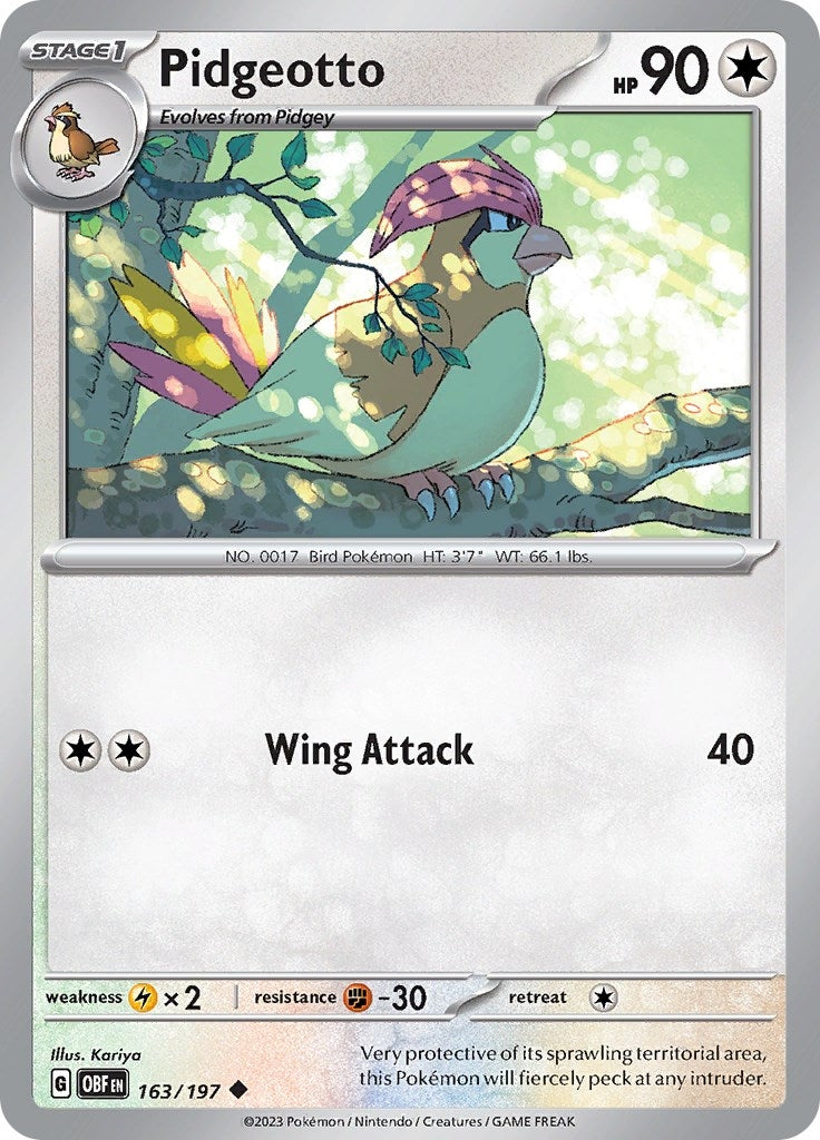 Image for Pidgeotto (163/197) (SV03: Obsidian Flames) - Pokemon