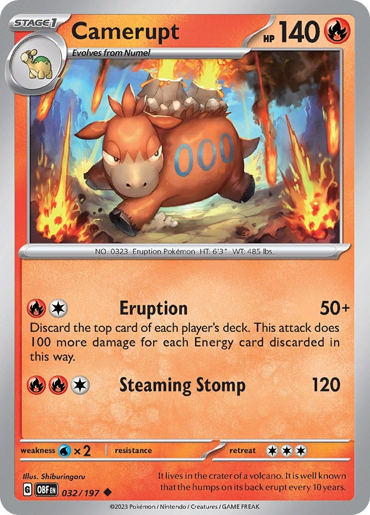 Image for Camerupt (032/197) (SV03: Obsidian Flames) - Pokemon