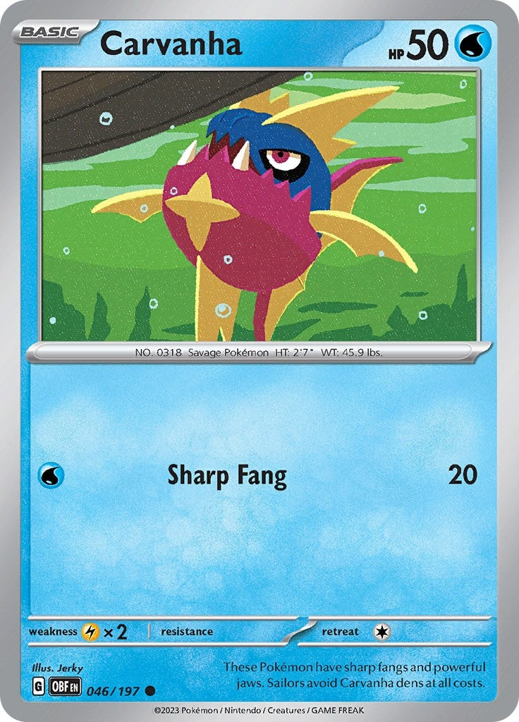 Image for Carvanha (046/197) (SV03: Obsidian Flames) - Pokemon