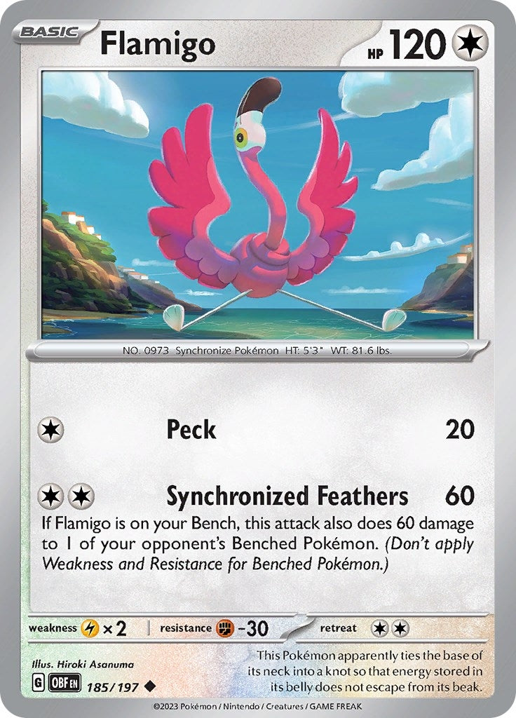 Image for Flamigo (185/197) (SV03: Obsidian Flames) - Pokemon