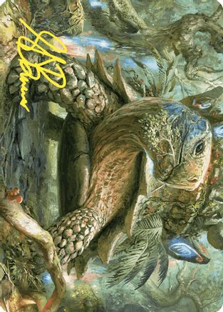 Blossoming Tortoise Art Card (Gold-Stamped Signature) (ASWOE-024) [Art Series: Wilds of Eldraine] - PokeBox USA