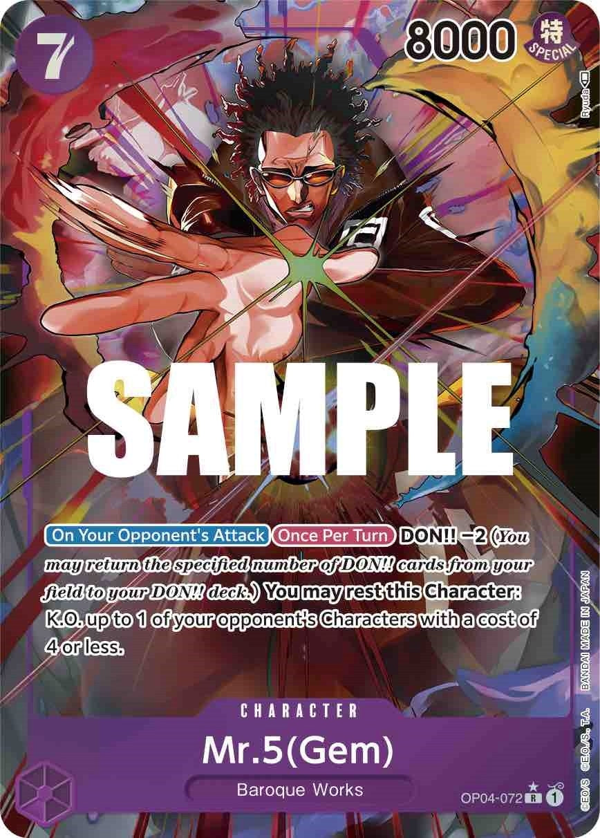 Image for Mr.5 (Gem) (Alternate Art) (OP04-072) (Kingdoms of Intrigue) (OP04) - One Piece Card Game