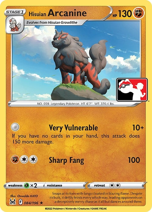 Image for Hisuian Arcanine (084/196) (Prize Pack Series Cards) - Pokemon