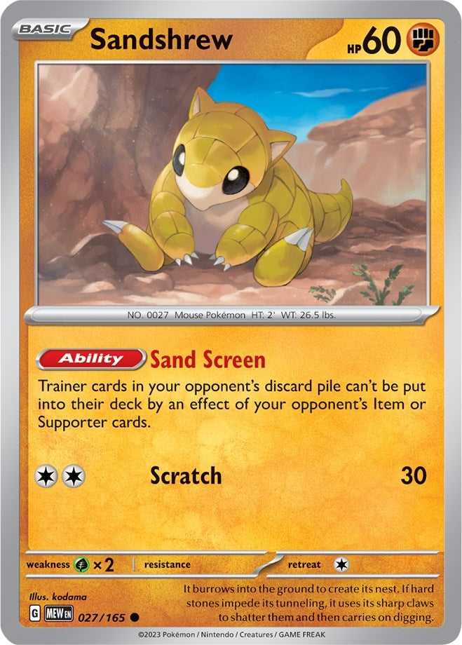 Image for Sandshrew (027/165) (SV: Scarlet & Violet 151) (MEW) - Pokemon