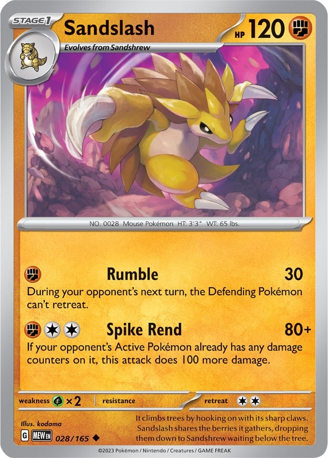 Image for Sandslash (028/165) (SV: Scarlet & Violet 151) (MEW) - Pokemon