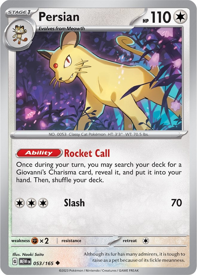 Image for Persian (053/165) (SV: Scarlet & Violet 151) (MEW) - Pokemon