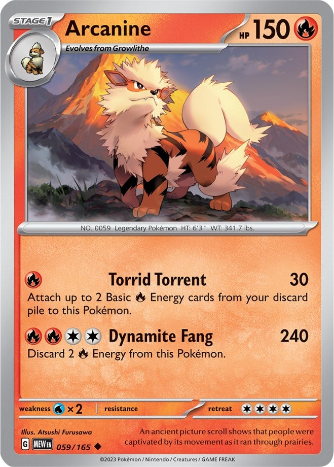Image for Arcanine (059/165) (SV: Scarlet & Violet 151) (MEW) - Pokemon