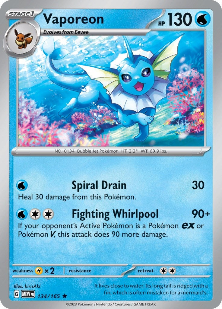 Image for Vaporeon (134/165) (SV: Scarlet & Violet 151) (MEW) - Pokemon