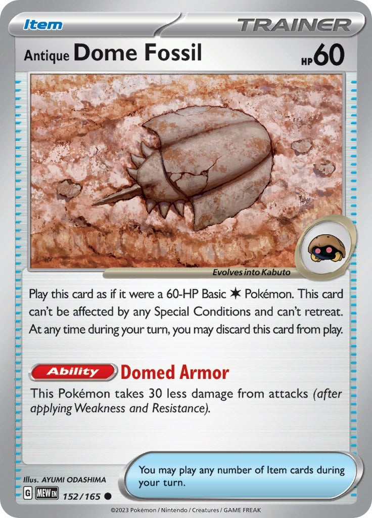 Image for Antique Dome Fossil (152/165) (SV: Scarlet & Violet 151) (MEW) - Pokemon