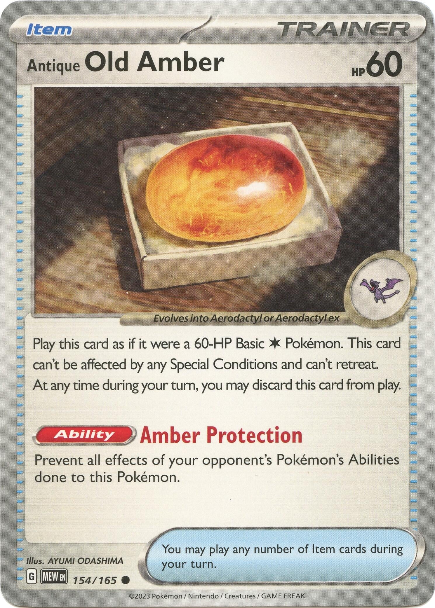 Image for Antique Old Amber (154/165) (SV: Scarlet & Violet 151) (MEW) - Pokemon