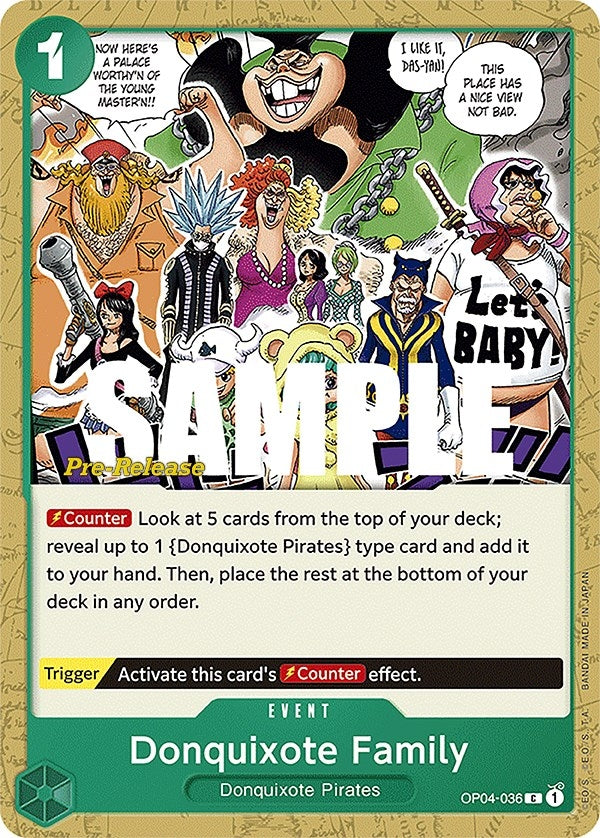 Image for Donquixote Family (OP04-036) (Kingdoms of Intrigue Pre-Release Cards) (OP04 PRE) - One Piece Card Game