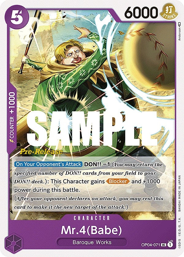 Image for Mr.4 (Babe) (OP04-071) (Kingdoms of Intrigue Pre-Release Cards) (OP04 PRE) - One Piece Card Game