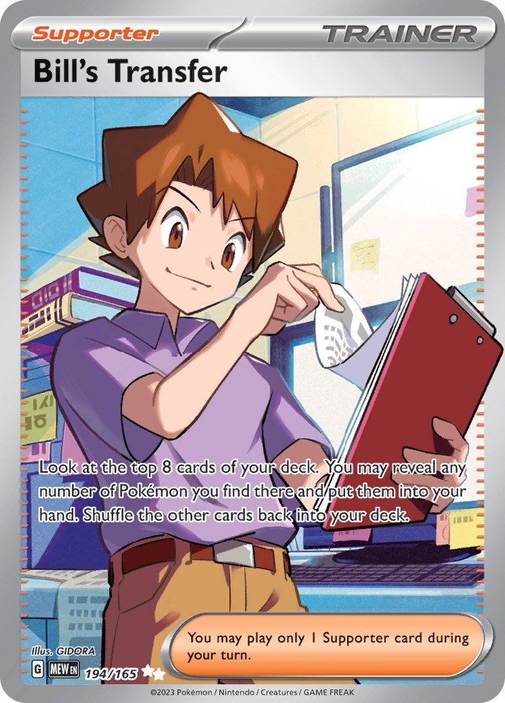 Image for Bill's Transfer (194/165) (SV: Scarlet & Violet 151) (MEW) - Pokemon