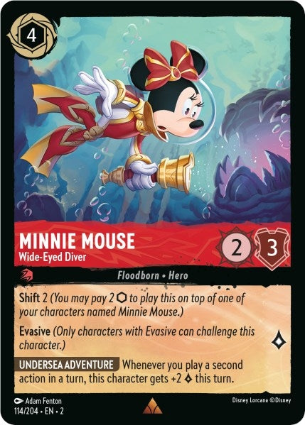 Image for Minnie Mouse - Wide-Eyed Diver (114/204) (Rise of the Floodborn) (2) - Disney Lorcana