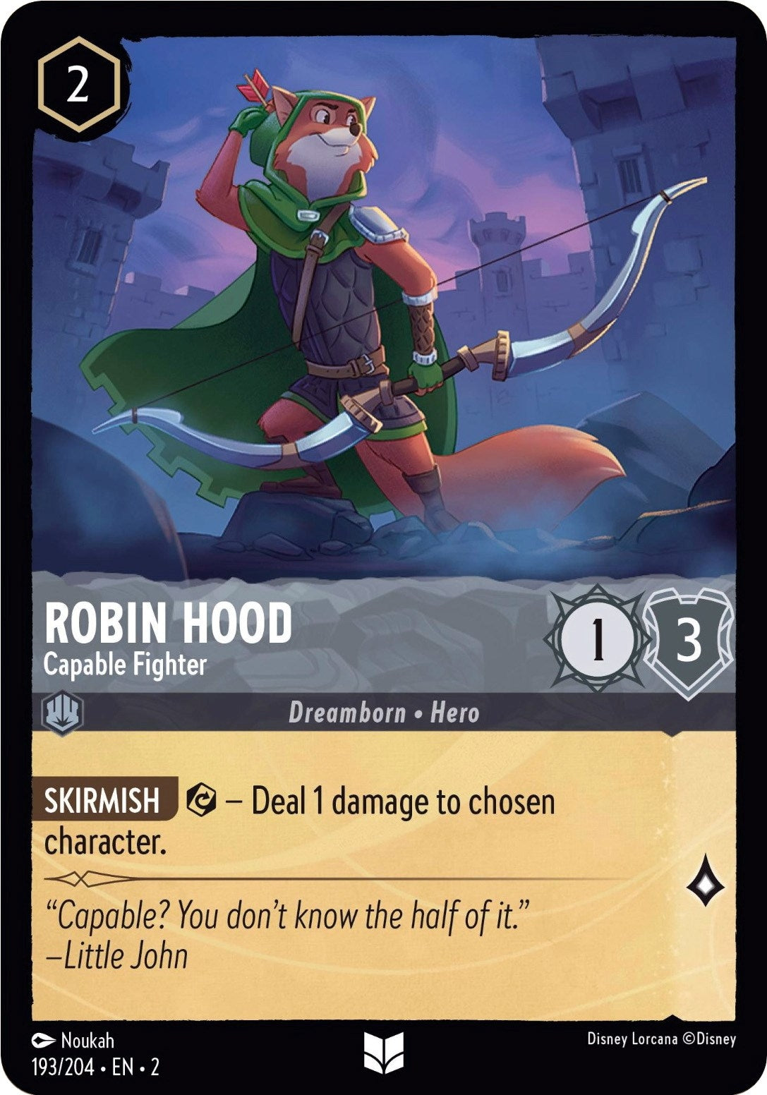 Image for Robin Hood - Capable Fighter (193/204) (Rise of the Floodborn) (2) - Disney Lorcana