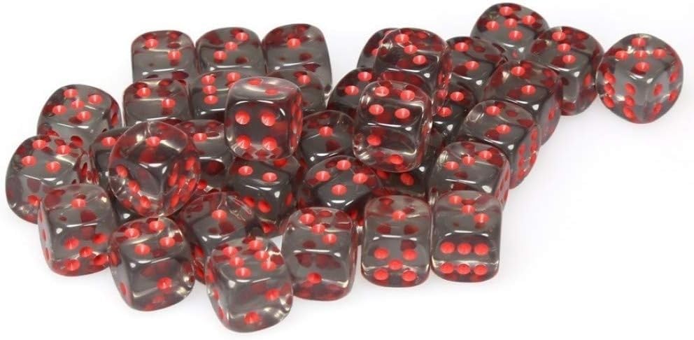 Chessex: Translucent Smoke/Red 12mm d6 Dice Block (36 dice)
