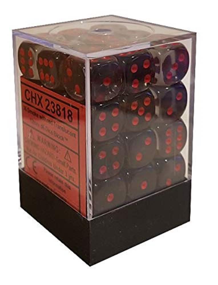 Chessex: Translucent Smoke/Red 12mm d6 Dice Block (36 dice)