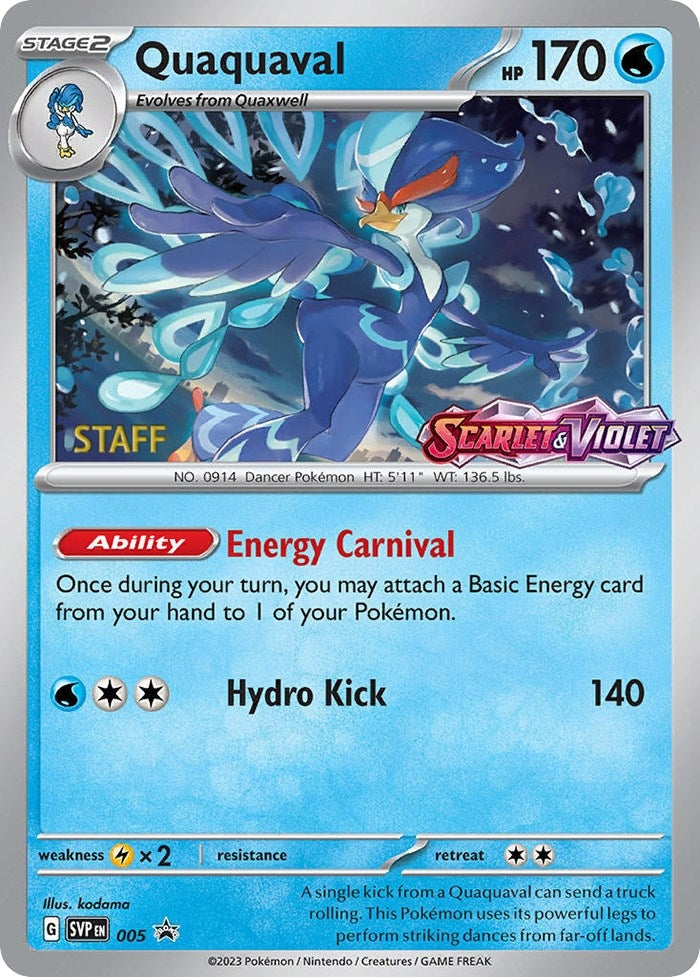 Image for Quaquaval - 005 (Prerelease) [Staff] (005) (SV: Scarlet & Violet Promo Cards) (SVP) - Pokemon