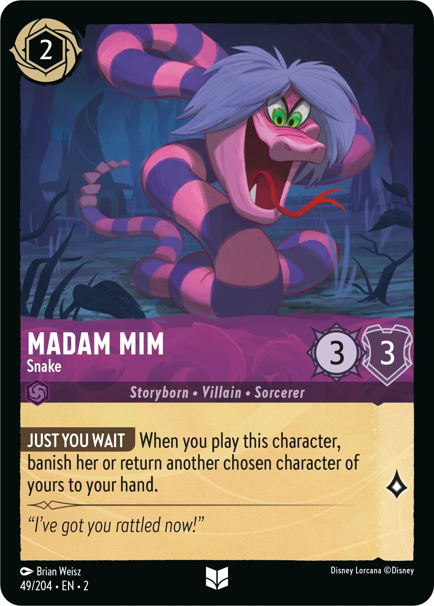 Image for Madam Mim - Snake (49/204) (Rise of the Floodborn) (2) - Disney Lorcana