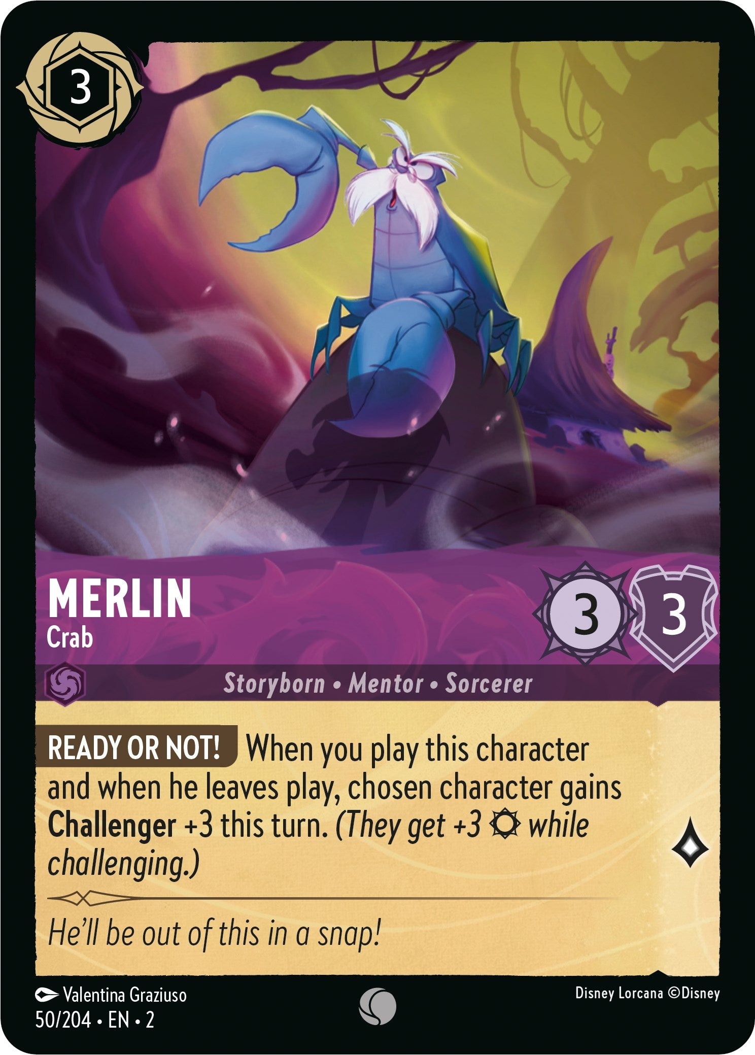 Image for Merlin - Crab (50/204) (Rise of the Floodborn) (2) - Disney Lorcana