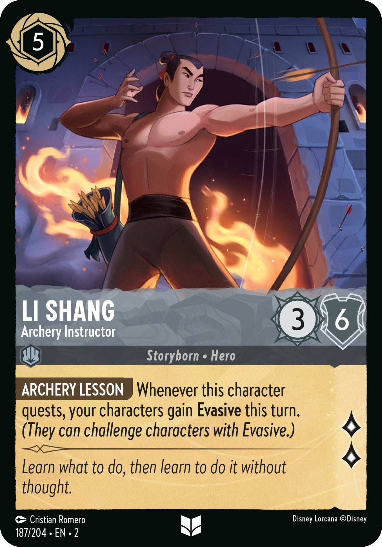 Image for Li Shang - Archery Instructor (187/204) (Rise of the Floodborn) (2) - Disney Lorcana