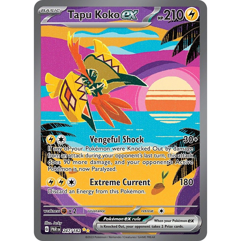 Tapu Koko ex (247/182) (SV04: Paradox Rift) - PokeBox USA