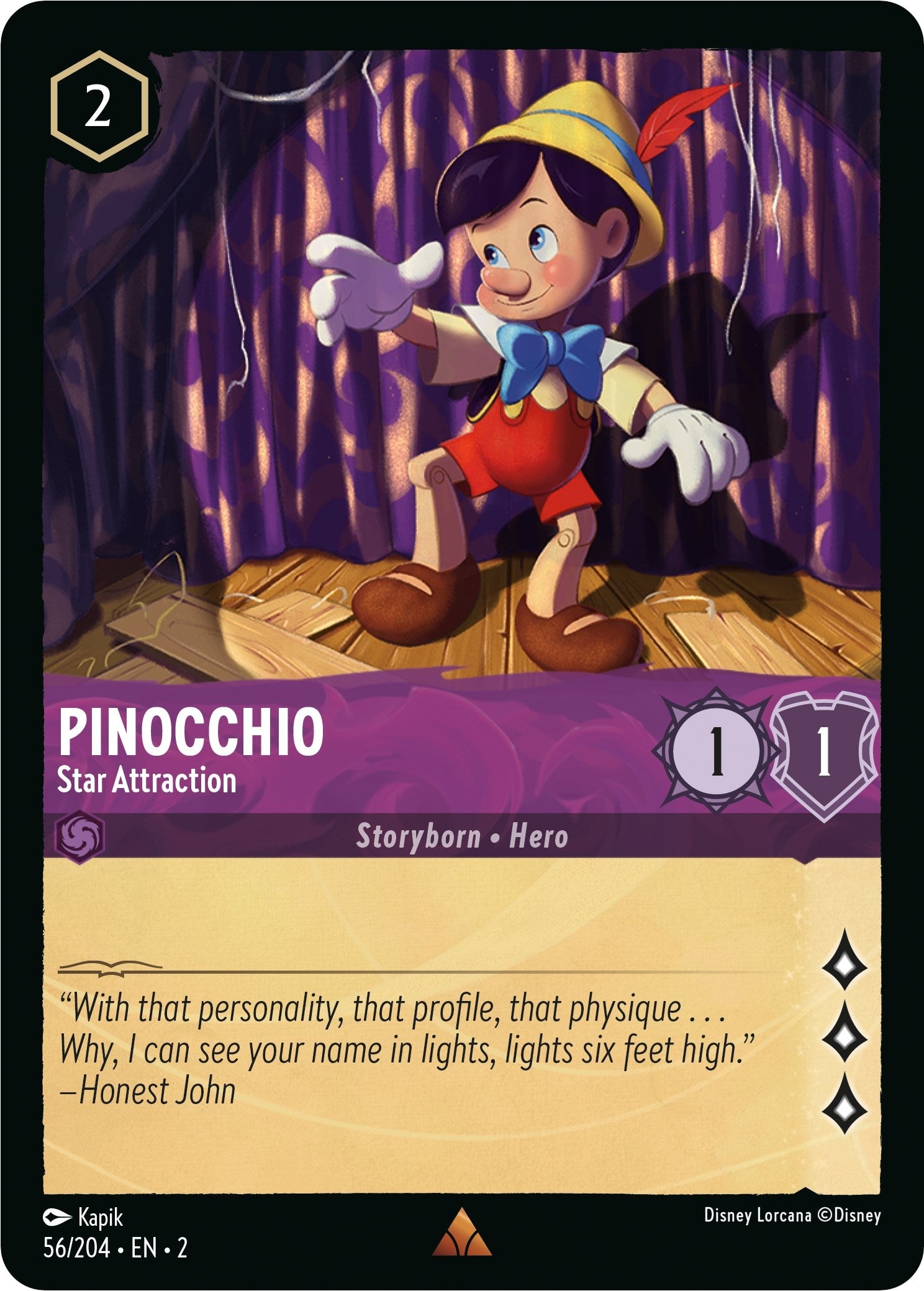 Image for Pinocchio - Star Attraction (56/204) (Rise of the Floodborn) (2) - Disney Lorcana