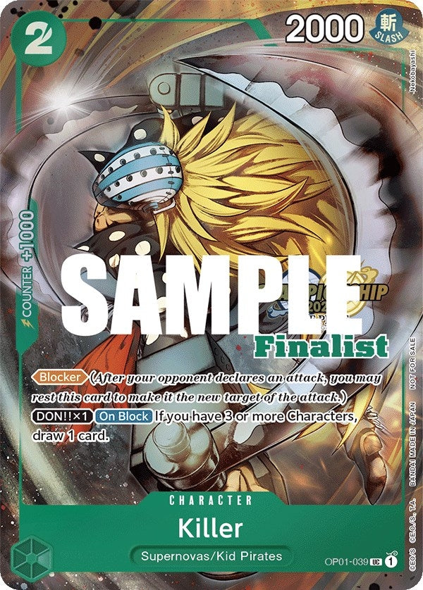 Image for Killer (CS 2023 Top Players Pack) [Finalist] (OP01-039) (One Piece Promotion Cards) (OP-PR) - One Piece Card Game
