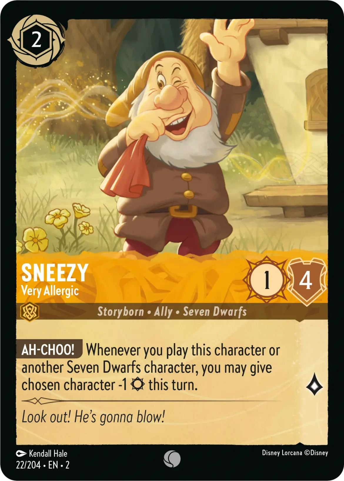 Image for Sneezy - Very Allergic (22/204) (Rise of the Floodborn) (2) - Disney Lorcana