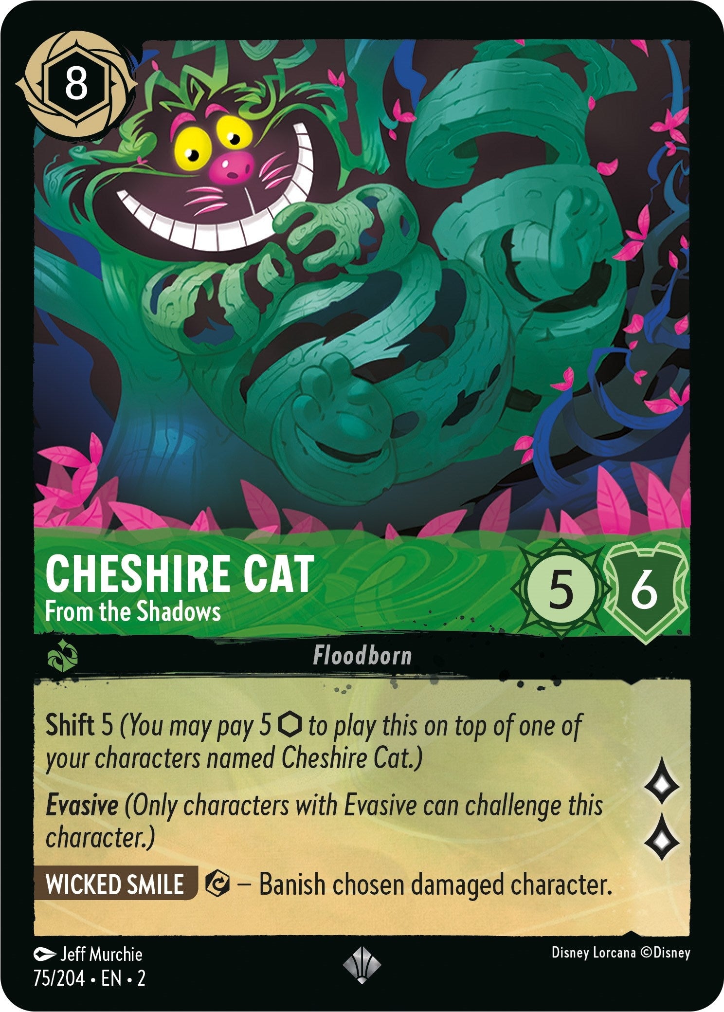 Image for Cheshire Cat - From the Shadows (75/204) (Rise of the Floodborn) (2) - Disney Lorcana