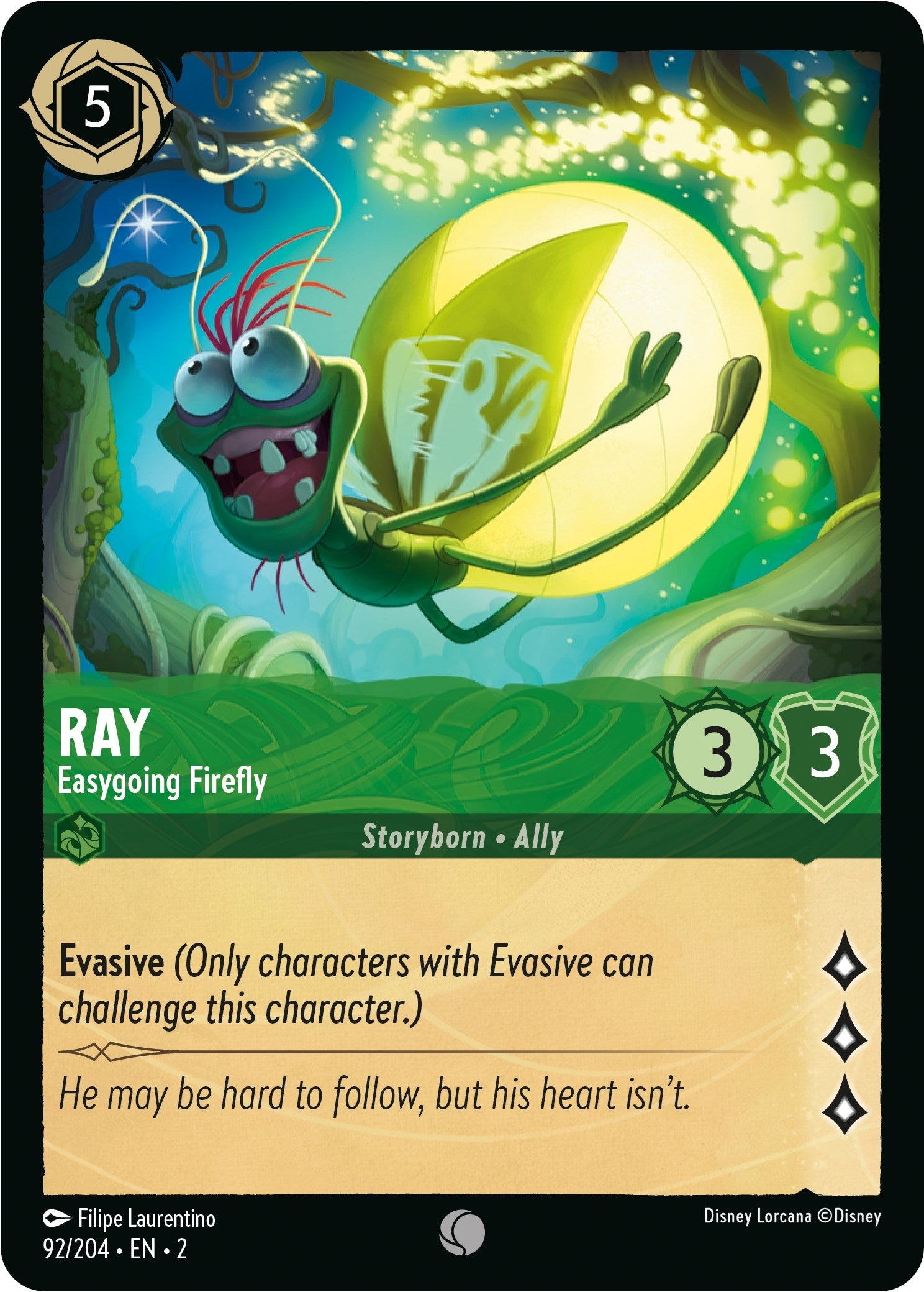 Image for Ray - Easygoing Firefly (92/204) (Rise of the Floodborn) (2) - Disney Lorcana