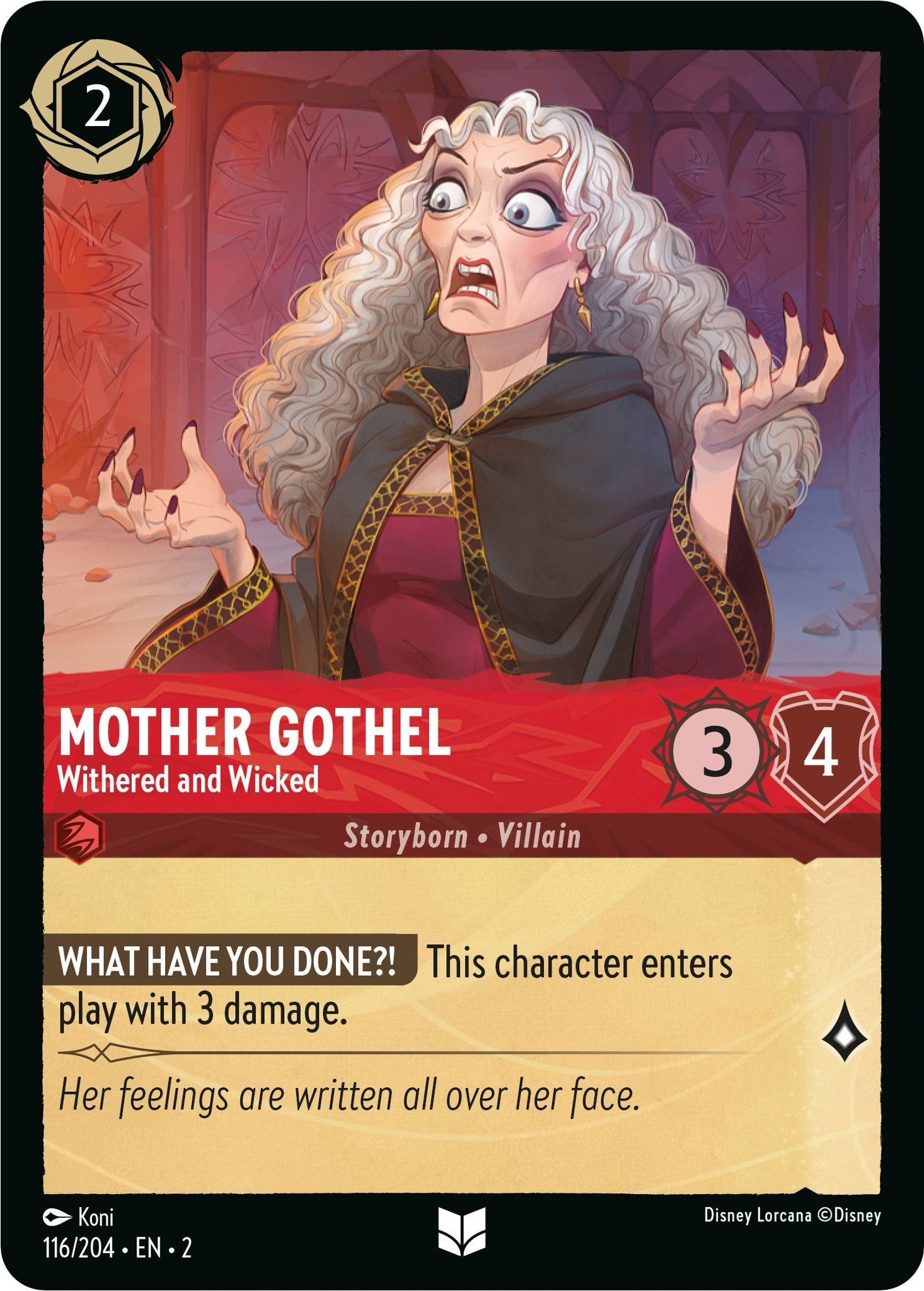 Image for Mother Gothel - Withered and Wicked (116/204) (Rise of the Floodborn) (2) - Disney Lorcana